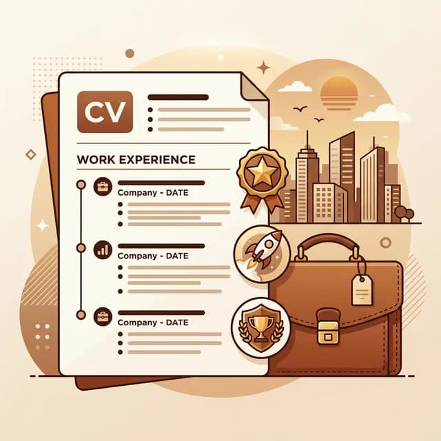 Work Experience Section — CV with timeline bullet points and briefcase